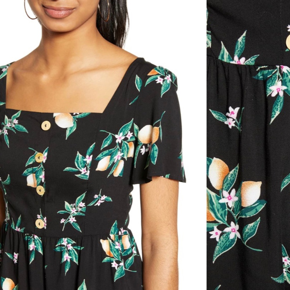 All In Favor Lemon Print Button Front Romper - image 4